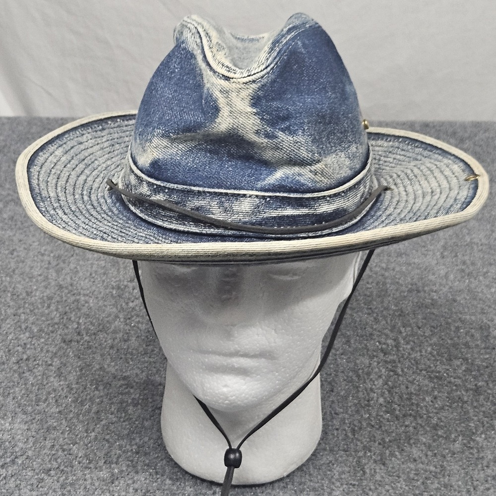 Henschel Safari Hat Mens S Blue Acid Wash Denim Boonie Made USA Outback Festival